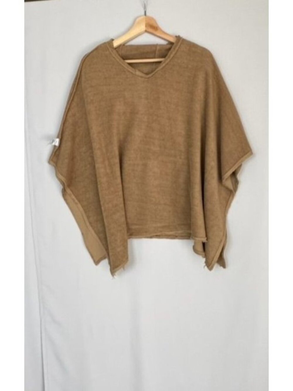 ATM Anthony Thomas Melillo Nude French Terry Hooded Open Sided Poncho One Size - Picture 9 of 14